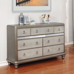 Brand New 7-Drawer Metallic Platinum Dresser