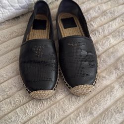 Women’s Blk Leather Tory Burch Espedrille Flats Size 8.5