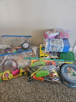 FREE TOYS, PUZZLES TOOLS SET ETC