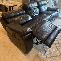 Black Leather Electric Recliner Sofa