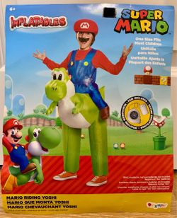 Super Mario Riding Yoshi Inflatable Kids Costume (6+)