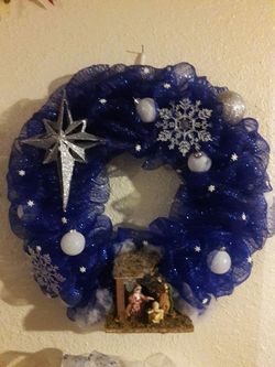Custom Nativity LED lighted wreath
