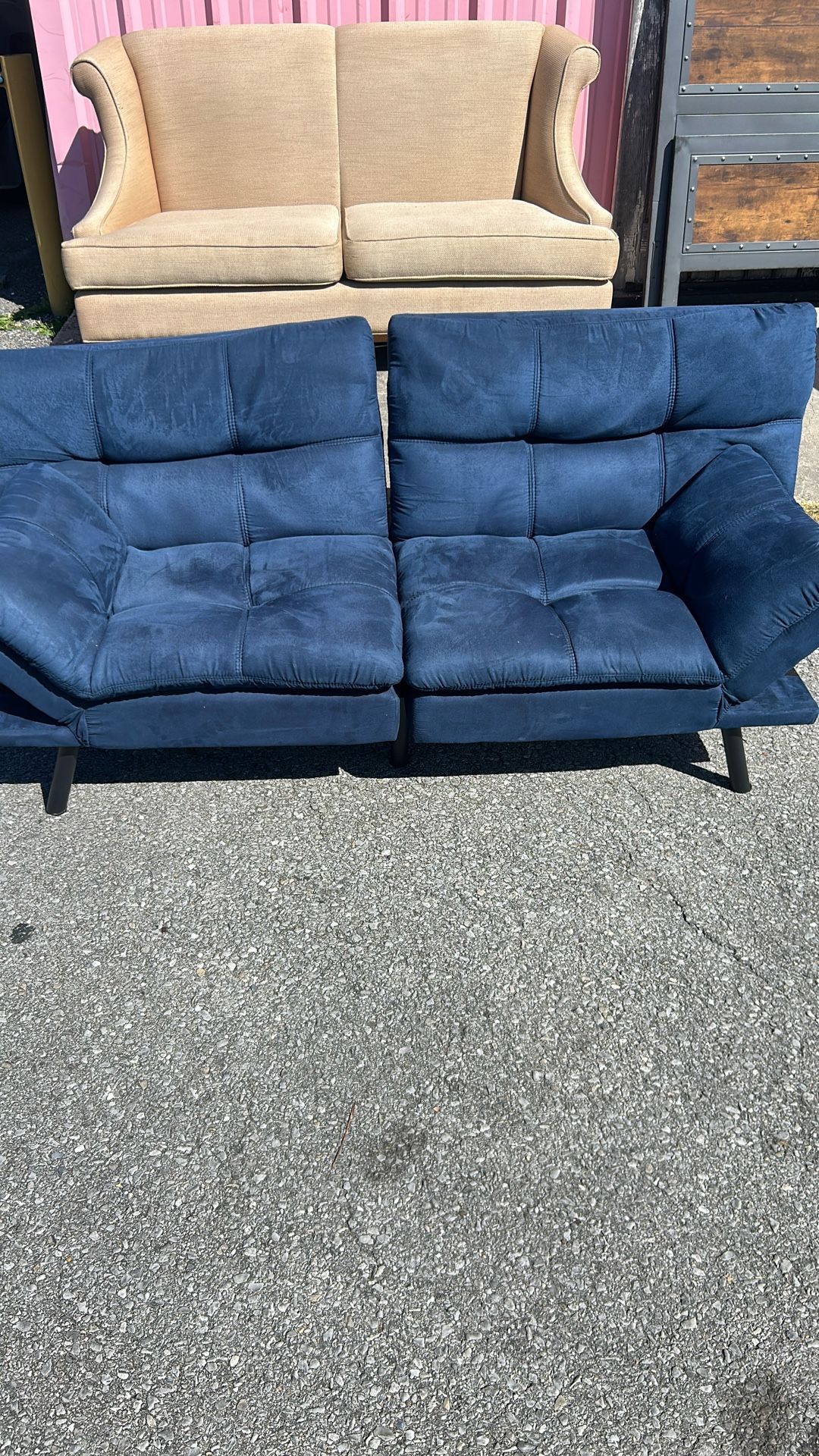 Plush Futon Sleeper Sofa, Full-Size