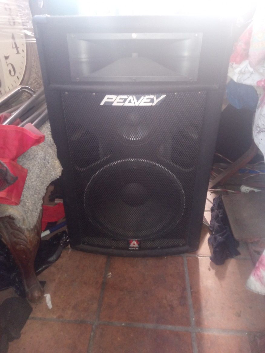 2 Peavey Dj Speakers With Tripods And Light Stand 