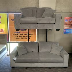 Deep Seated Gray Velvet Sofa Set 