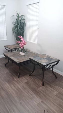 coffee tables, wrought iron and stone