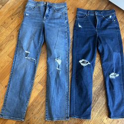 Express blue denim mom jeans bundle size 2