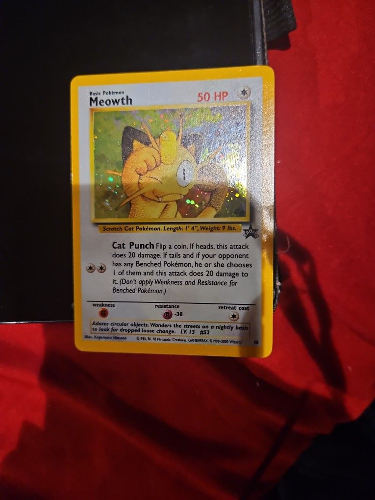 Mint Condition 1999 Meowth Hologram Card