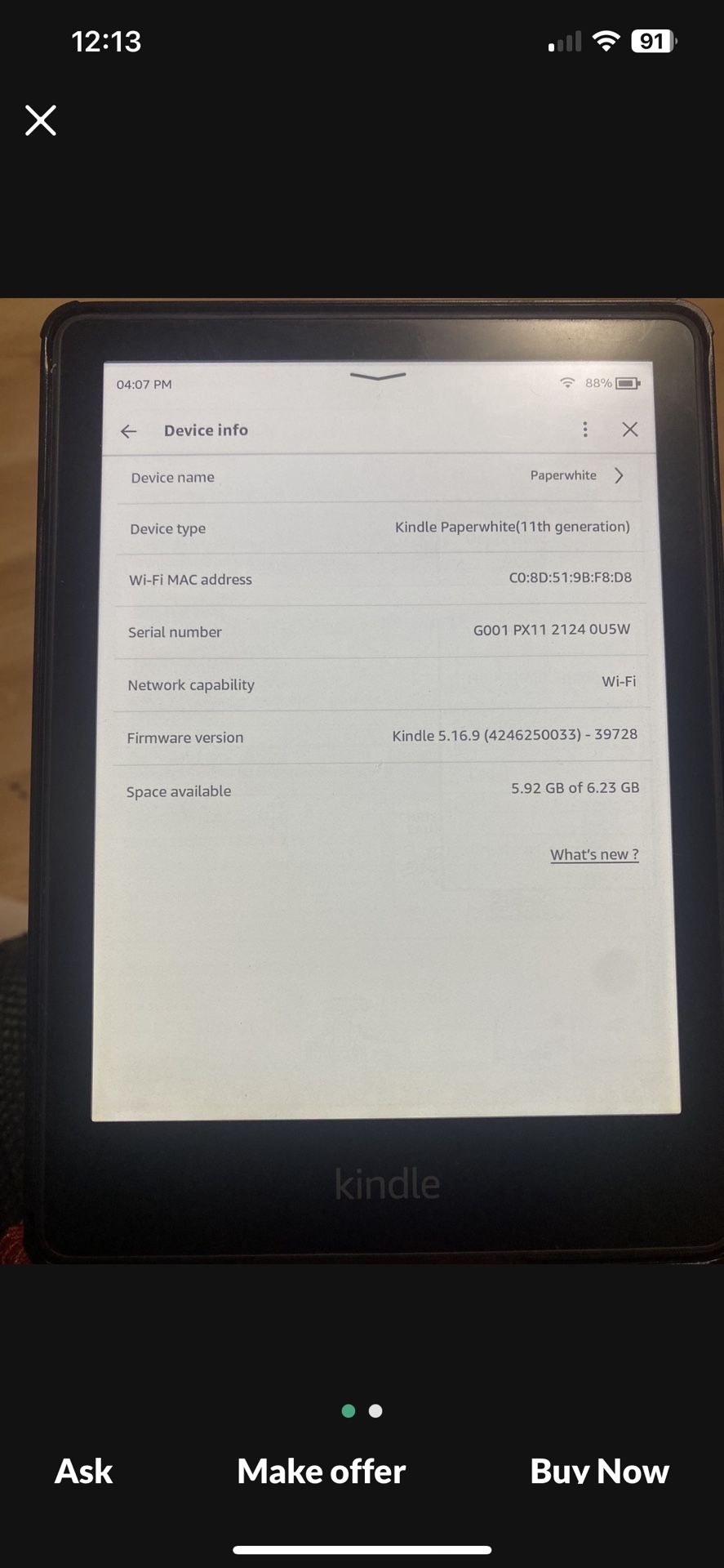 Kindle Paperwhite Signature Addition 11 Generation