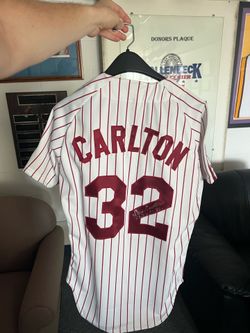 Steve Carlton #32 Philadelphia Phillies White/Red Pinstripe Jersey MLB