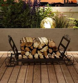 Firewood Rack Outdoor Indoor with Wheels,