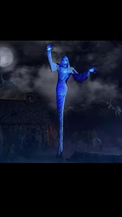 Halloween Scary decoration 12 ft. Giant-Sized Towering Ghost skeleton Bright LED