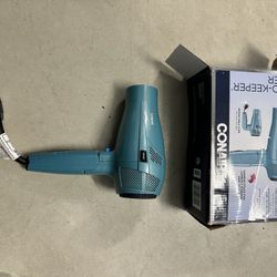 Conair Cord-Keeper 1875W Hair Dryer – Folding Handle, Retractable Cord, Blue