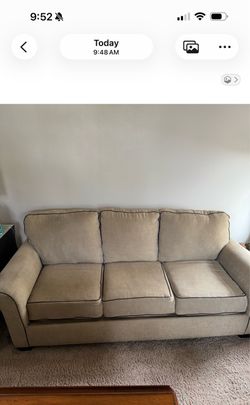 Beige 3-Cushion Upholstered Sofa