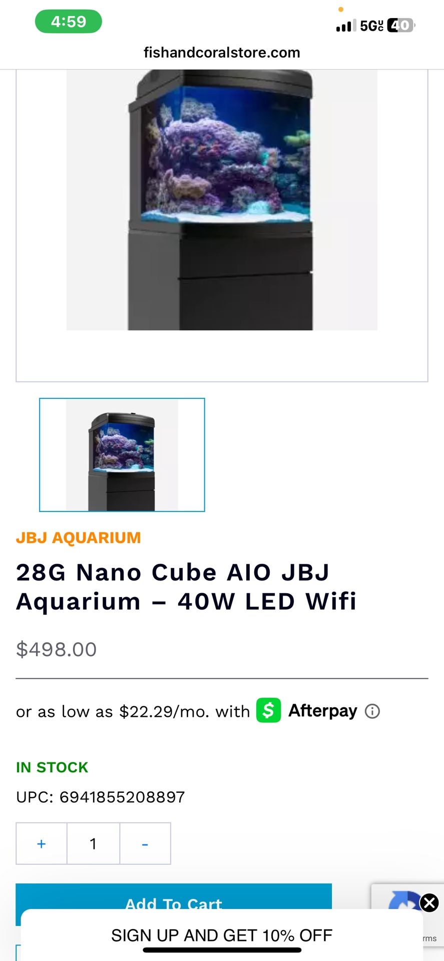 A NanoCube 28g Smart Fish Tank With Accessories 