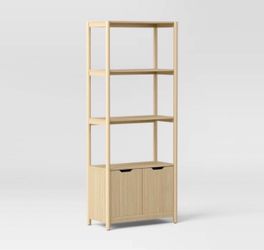 72.25" Scandi Bookcase with Three Shelves And Cabinet Storage Natural - Room Essentials