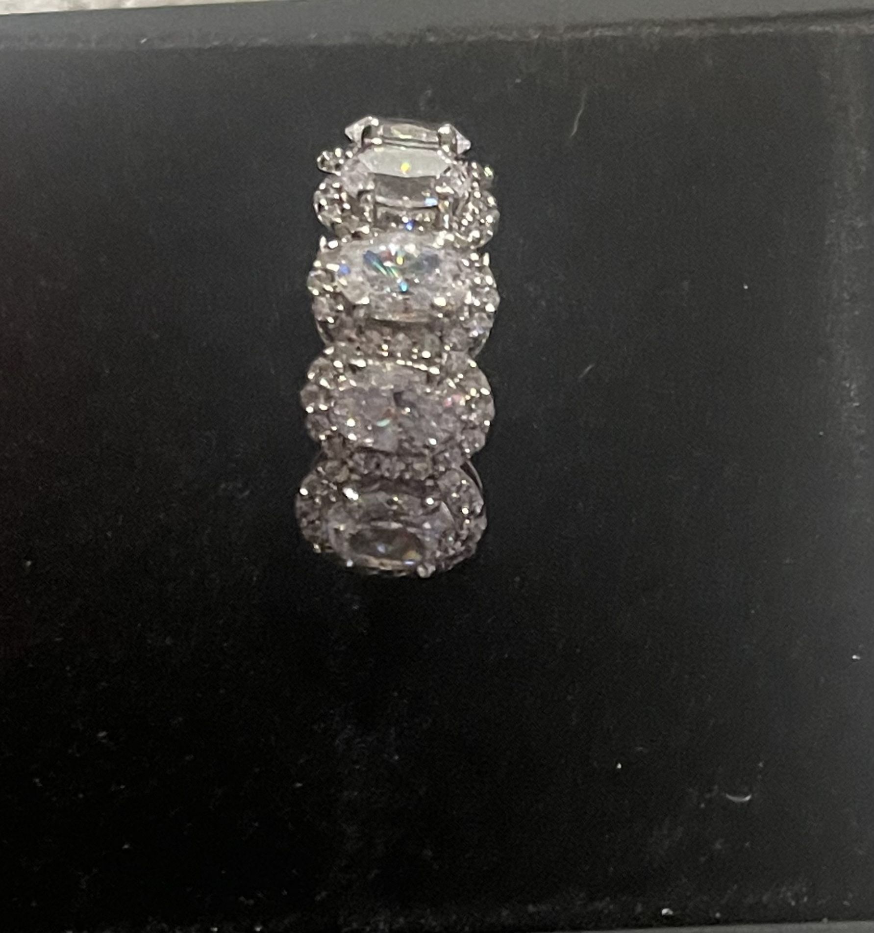 White Sapphire Oval Wedding/Anniversary Band; Size 5