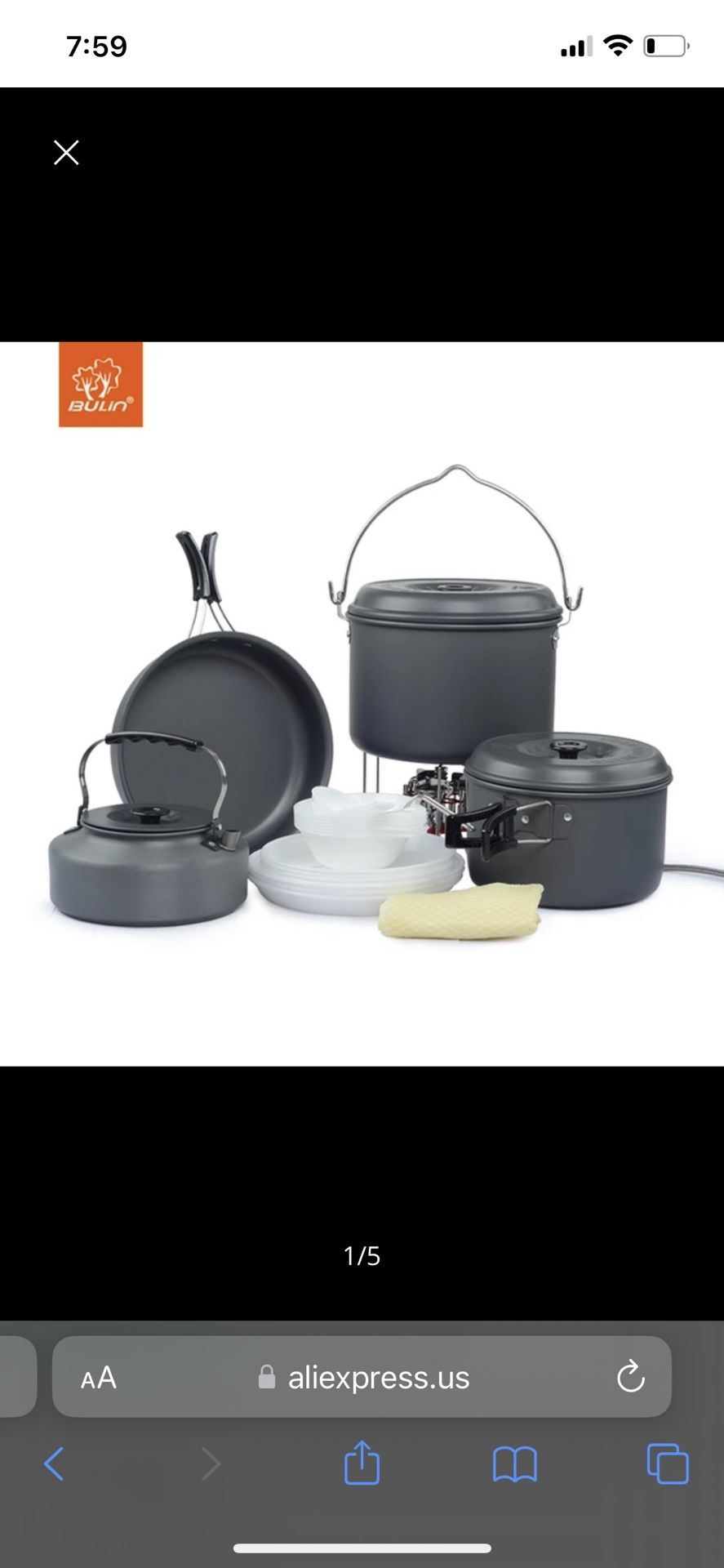 Bulin Outdoor 7 Person Camping Cooking Pot Pan Kettle Set Hiking Mess Kit Cookware BL200-C9