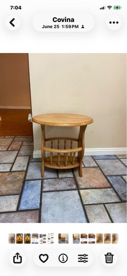 Solid oak oval side table
