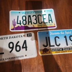 (3) NORTH DAKOTA AND ARIZONA LICENSE PLATES