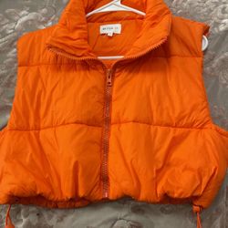 Orange Puffer Vest Size M 