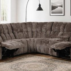 Brand New Brown Super Plush Power Reclining Sectional Sofa 
