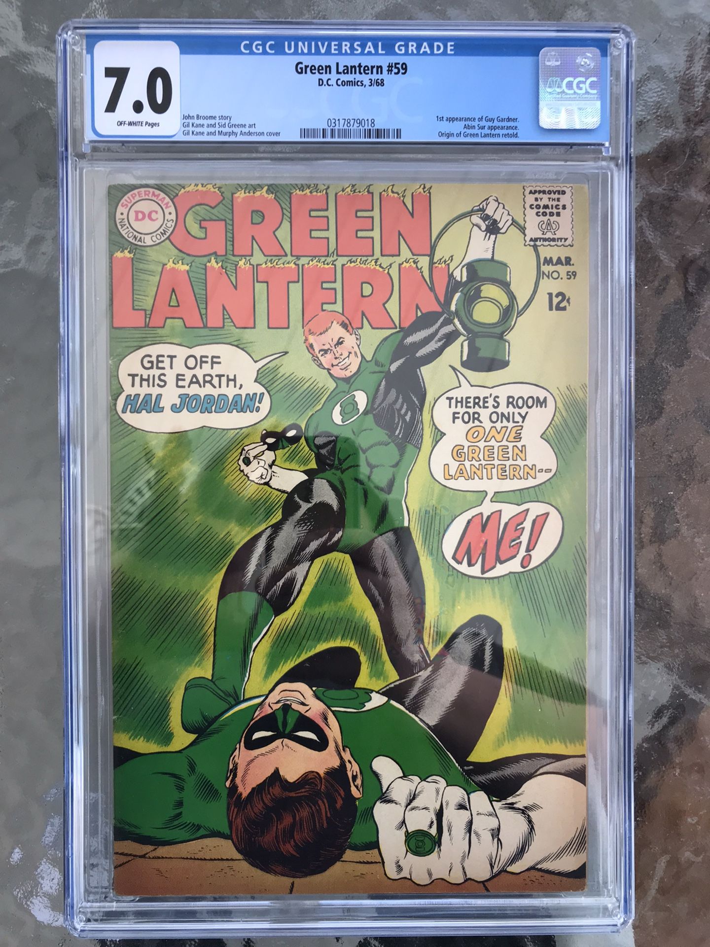 Green Lantern #59 (1968) CGC 7.0 — 1st Guy Gardner; Origin of Green Lantern