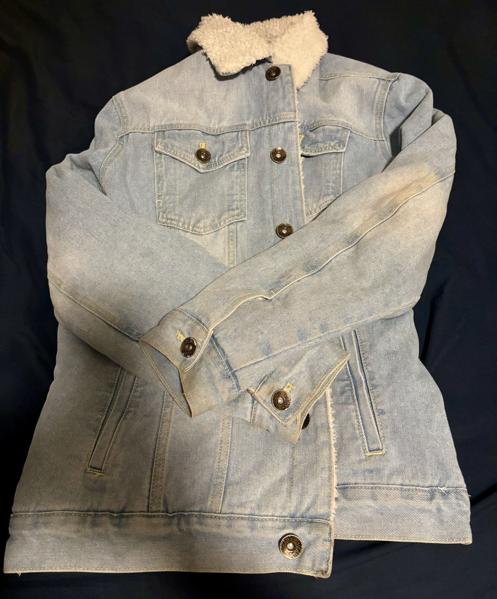 Sherpa Lined Light Wash Denim Jean Jacket M