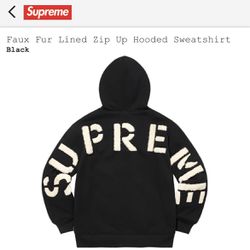 Supreme Faux Fur Lined Zip Up Hoodie NEW Black & white One for
