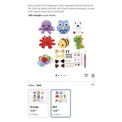 Brand new 6Pcs Crochet Kit for Beginners, 2025 Upgraded Animal Crochet Kit, DIY Craft for Adults and Kids, All in One Crochet Knitting Kit, Comes with