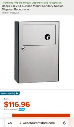 Bobrick B-254 surface Mount Sanitary Napkin Disposal Receptacle