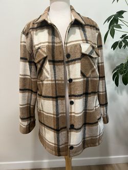 BROWN PLAID SHACKET