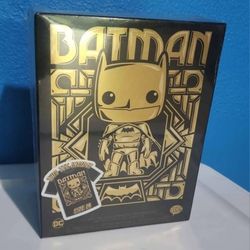 Gold Batman Funko Pop and Medium Graphic T-Shirt Unopened