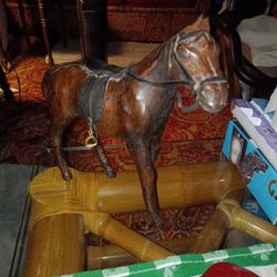 14" Leather Horse Statue