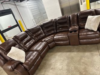 *Free Delivery*🚚 Modern Dark Brown Leather Reclining Sectional!