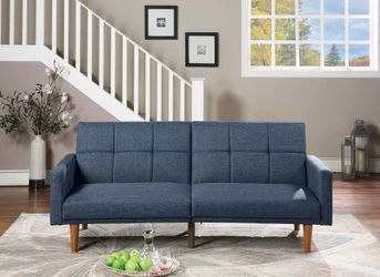 Brand New Blue Futon Sofa Sleeper