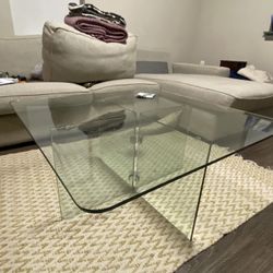 2 Piece VINTAGE GLASS TABLE 