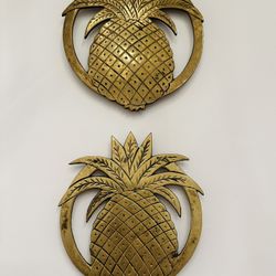 2 Vintage solid Brass Pineapple Tivets