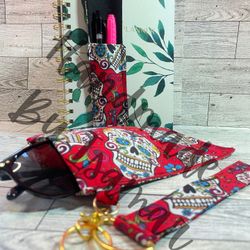 Sunglass Case, Wristlet Keychain And Bookmark/ Pen holder 