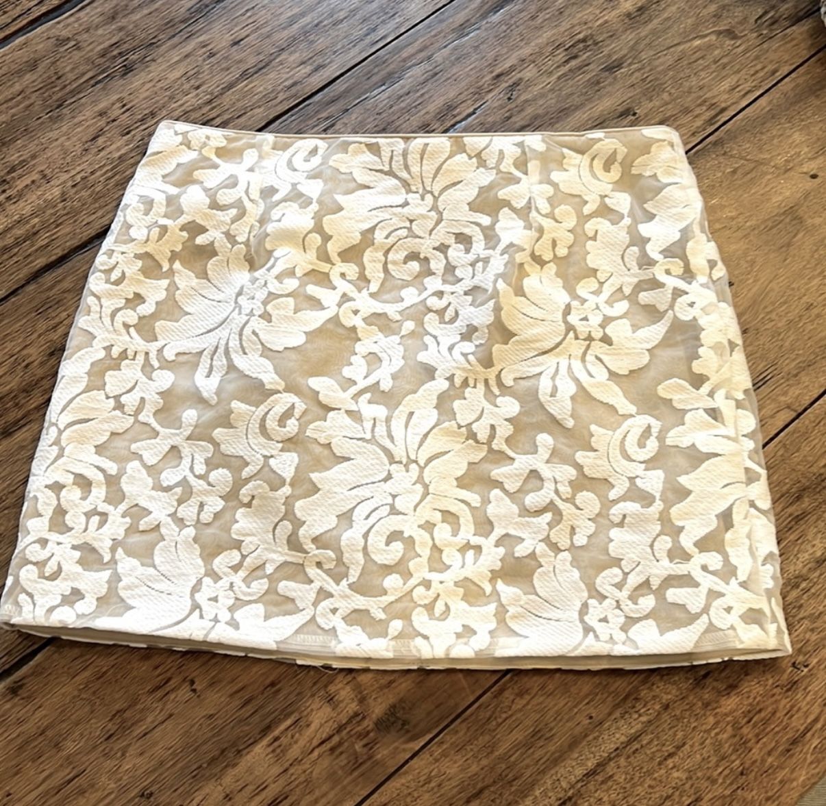 Cream And Beige Floral Mini Skirt 