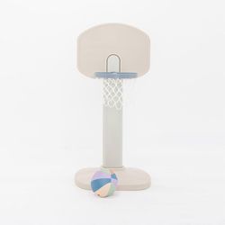 Basketball Hoop for Toddlers & Kids, Traditional Backboard with Blue Rim, Indoor Outdoor Mini Basketball Hoop, Adjustable Height, Colorblock Plush Bal