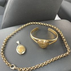 Bracelet, Necklace, and Locket Jewelry Set 