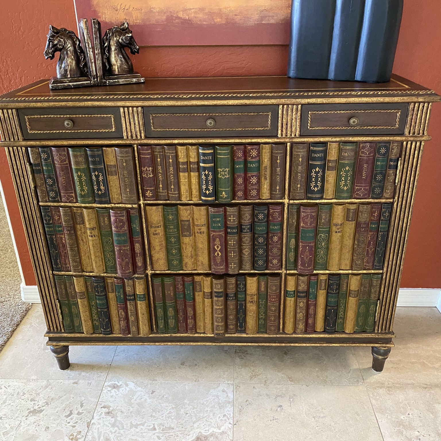 Antiqued Library Cabinet