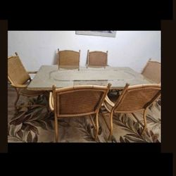 Lloyd loom-Lloyd Flanders, dining set -  6 chairs.