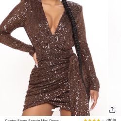 Chocolate Sequin Mini Dress ! Size XS 