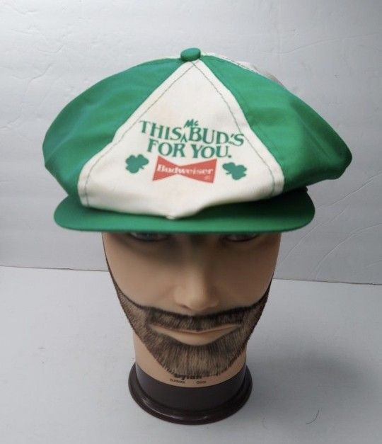Budweiser This Mc Buds For You Snapbill Hat Cap Vintage Made In USA Green/White