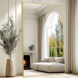 New Oversized Gold Rectangular Full Length Floor Mirror 76”x44”