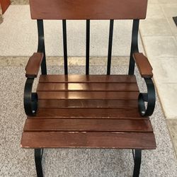 Vintage Solid Wood & Wrought Iron Hospitality Chair – Heavy & Sturdy