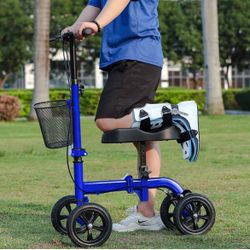 RINKMO Knee Scooter, Foldable Knee Scooter Walker Economical Knee Scooters for Foot Injuries Best Crutches Alternative (Blue)