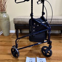 Brand New Carex Folding-Adjustable Height 3 Wheel System w/Storage Dual Brakes